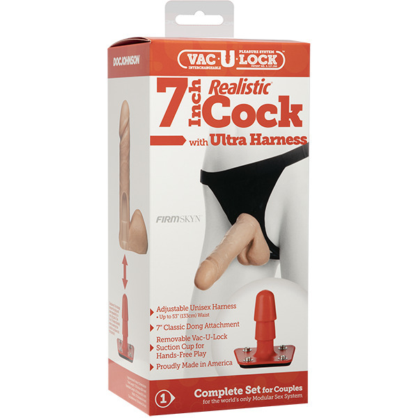 VacULock 7 Inch Realistic Cock With Ultra Harness