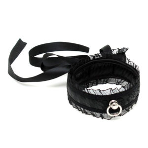 Satin Look Black Collar With O Ring